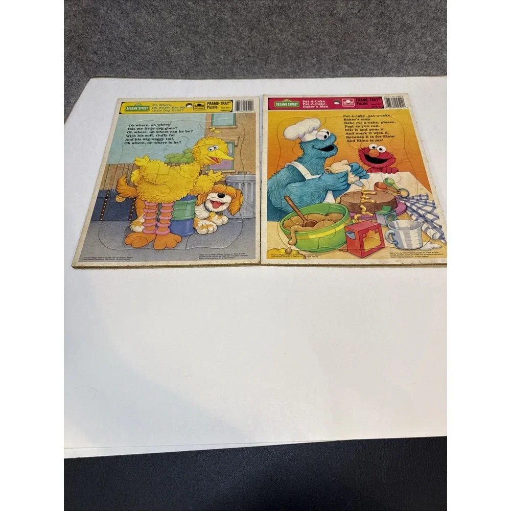 Vintage 1993 Sesame Street Puzzles Lot Of 2 Cookie Monster & Big Bird